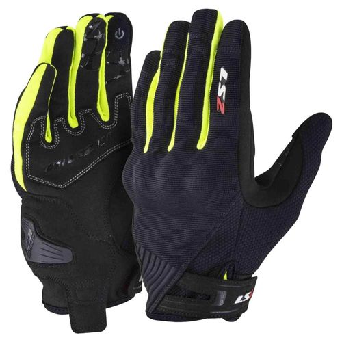 GUANTES PARA MOTO LS2 DART 2 NEGRO AMARILLO TEXTIL