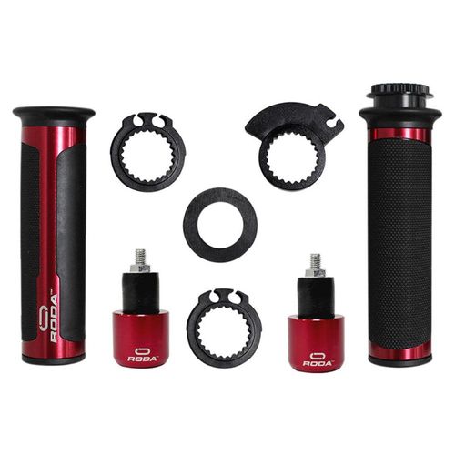 Puños Negros Con Contrapeso Aluminio Rojo Set Roda