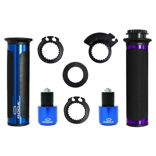 Puños Negros Con Contrapeso Aluminio Azul Set Roda