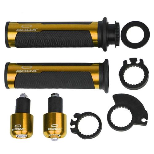 Puños Negros Con Contrapeso Aluminio Dorado Set Roda