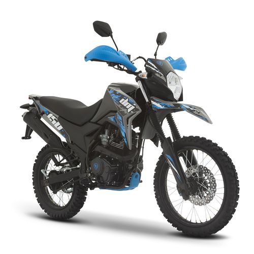 Motocicleta Doble Propósito Italika DM150 Gris con Azul